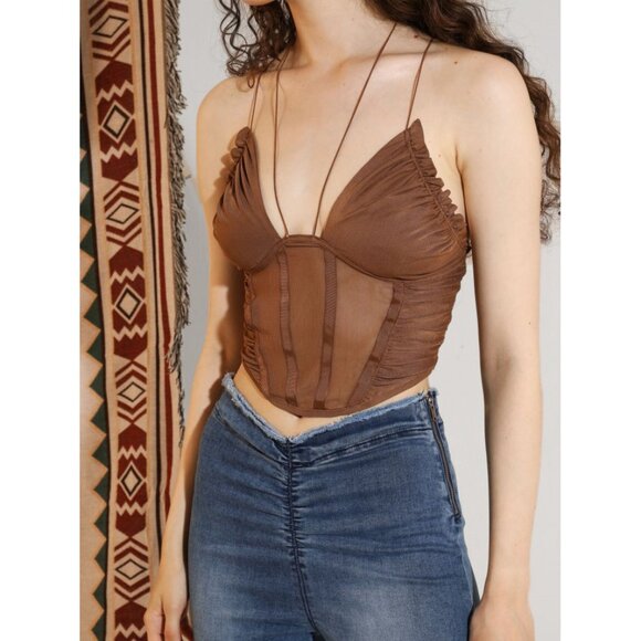 CIDER Women's Brown Open Back Corset Size Small - Picture 1 of 9